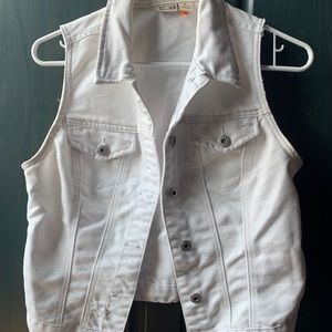 White Jean Vest